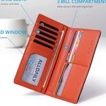  Bifold Long Slim Wallets for men, Leather RFID Blocking Credit Card Holder with ID Window Photo 3