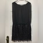 Aidan by Aidan Mattox | Chiffon Blouson Dress with Lace Skirt in Black Size 6 Photo 2