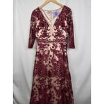 JS Collections  Womens Embroidered Lace Gown Wine Rose Size 6 NWT Photo 11