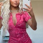 Terrycloth Hot Pink Semi Sheer Romper Shorts Set Size Medium Photo 0