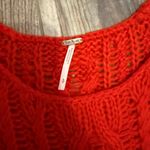 Free People  Chunky Wildfire Red Fluff Sweater Photo 2