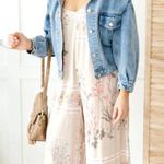 Ces Femme | Floral Taupe Jumpsuit Rayon Stretchy Cozy Layering Size Small Photo 9