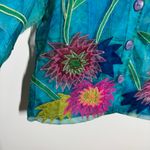 Anage Vintage Beaded Rainbow 80 Silk PopOver Shirt Women S Blue Floral Whimsical Photo 2