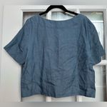 Kate Spade  Saturday Classic Smokey Blue Linen Blend Blouse Size XS Photo 2