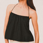 Reformation Addy Black Halter Top Organic Cotton Open Back Minimalist XS NEW Photo 0