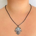 HAMSA HAND | Hamsa Hand Necklace Black Photo 1
