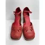 Jeffrey Campbell Mary Jane Heels Size 9.5 Leather Red Perforated Natural Pumps Photo 2