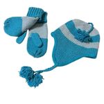 Berkshire Fashions Sonoma Womens Hat Mittens Wool Blend Tassel Teal Gray Vtg Photo 1