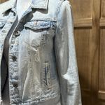 Mudd Women's Light Blue Distressed Denim Jacket. Photo 2
