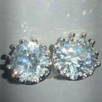 Sparkling Silver Tone CZ Rhinestones Stud Earrings Photo 0