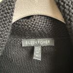 Eileen Fisher  Italian Merino Wool Long Cardigan Black Soft Knit Button Front XL Photo 3
