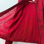 Y2K Draper's & Damon's Zip Up Knit Jacket Red Metallic Floral Paisley LARGE USA Photo 5