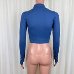 Garage Rush B.DY Half Zip Long Sleeve Cropped Top Size Medium Blue Gym Lounge Photo 4