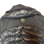 Michael Kors  Womens Black Quilted Puffer Vest Gold Logo Zipper Collar Size Small Photo 4