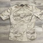 Ricky Freeman Rickie Freeman Teri Jon Beige Women's Silk Blend Short Sleeve Blouse Size 6 Photo 0