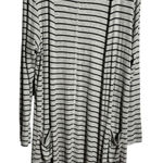 Fresh Produce  Open Front Cardigan Sweater Women L Gray Blue Nautical Stripe USA Photo 0