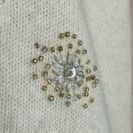 Vintage Y2K Christmas Beaded Cream Lambswool Angora Sweater Wreath Wool Medium White Photo 10