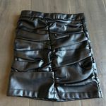 Cinched Leather Mini Skirt Black Size XS Photo 1