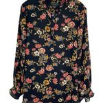 Premise  Black Floral Blouse Long Sleeve Ruffle Flowy Tunic Top Size 1X Photo 0
