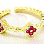 18K Gold Plated Hot Pink Clover Ring Photo 0
