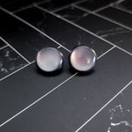 Vintage Clip On Earrings Frosted Black Circle Photo 1