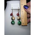Jingle Bell Red, Green and‎ Gold Earrings Red Photo 5