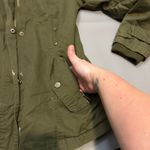 Miss London Olive Green Hooded Utility Jacket Women's XL Zip Snap Pockets Photo 3
