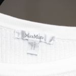 Max Mara  100% Cotton White Boatneck Knit Sweater Tie Detail Size Large Photo 5