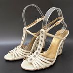 ESCADA Ivory White Leather Crystal Studded T Photo 0