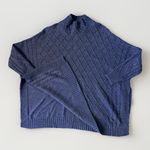 Mer Sea Sweater Lisbon Traveler Cable Knit Turtleneck Side Slit Tunic Blue OS Size undefined Photo 5