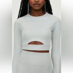 Beach Riot Francine Silver Shine Crop Top Women’s Long Sleeve Activewear Yoga Photo 4