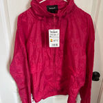 Desigual  Pink‎ Peace Love Heart Print Hooded Windbreaker Jacket Size 8 NWT Photo 0