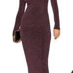 Line and Dot  Opal Gown V-Neck Long Sleeve Metallic‎ Shimmer Purple Size L Photo 0