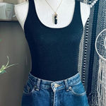 ZARA  Woman Basics Collection Black Shimmery Metallic One Piece Tank Bodysuit Photo 0