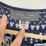 Sachin + Babi  Blue Embroidered Boho Blouse Womens XS Beachy Sheer Lightweight Photo 2