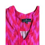 Pomander Place Hot Pink Ikat Kenzo Dress Tiered V Neck Long Sleeve Mini XS Photo 4