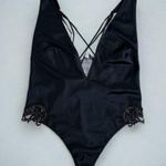 Victoria's Secret  Black Satin Mesh Lace Bodysuit Lace Very Sexy Dragon Bodysuit Photo 2