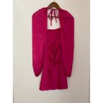 Lovers + Friends  Azusa Mini Dress Square Neck Puff Sleeve Hot Berry Pink EUC S Photo 7