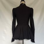 DABUWAWA Peplum Mockneck Blouse Womens Top Small Pearl Bling Collar Fairy Grunge Black Photo 6