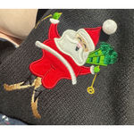 VTG Bechamel Black Christmas sweater cardigan Santa Claus embroidered full zip M Size M Photo 7