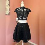 Sequin Hearts black lace, sequin, sexy glamorous Christmas party back cutout mini dress NWT 7 Photo 3