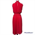 Nanette Lepore  size 6 crimson ruby pleated dress sleeveless mock neck 3 button Photo 2