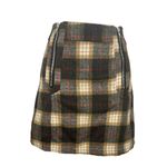 POL ✨ Mini Skirt Size S Brown Tan Plaid Zip Front Flannel✨ Photo 4