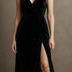 Studio J Vintage Green Crushed Velvet Maxi Dress Spaghetti Strap Slit Gothic XS Photo 1