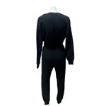 l*space L* Women's Black V-Neck Wrap Jumpsuit Size M Long Sleeve Relaxed Fit Photo 10