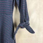 GILLI Blue/Red Houndstooth Tie Sleeve Knit Mini Dress SMALL Blue Photo 4