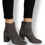 Vince Blakely Bootie Steel Gray Suede Leather Round Toe Block Heel Ankle Boots 8 Photo 0