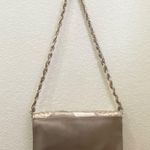 ELLIOTT LUCCA “Navarre” Champagne Metallic Woven Leather Clutch Chain Strap Bag Photo 7