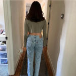 Edikted brand new with tags olive long sleeve crop top Sheer Raw Hem Crop Top Photo 3