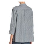 Frye  Women's Gray Woven Textured Diamond Blouse size medium, 3/4 sleeve Photo 3